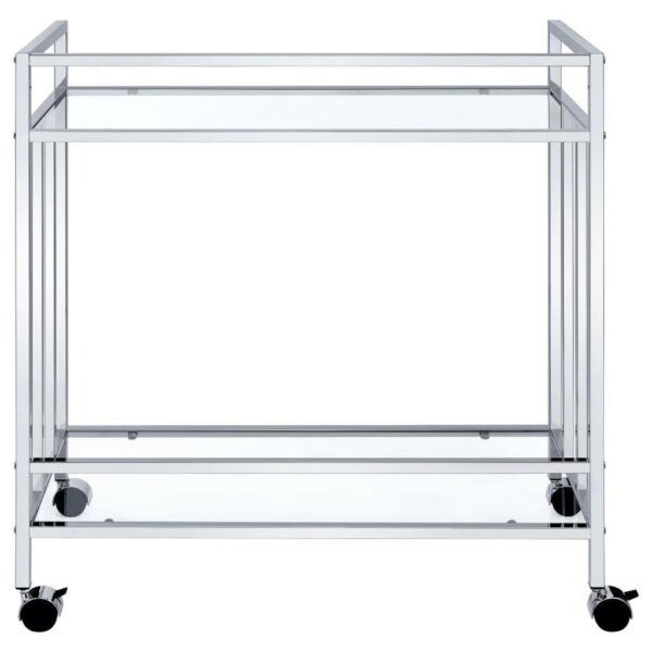 Cara - 2-tier Rectangular Glass Shelf Metal Bar Cart - Image 15