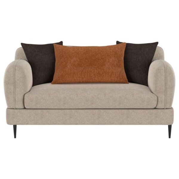 Jade - Chenille Upholstered Sculpted Track Arm Loveseat - Latte - Image 6