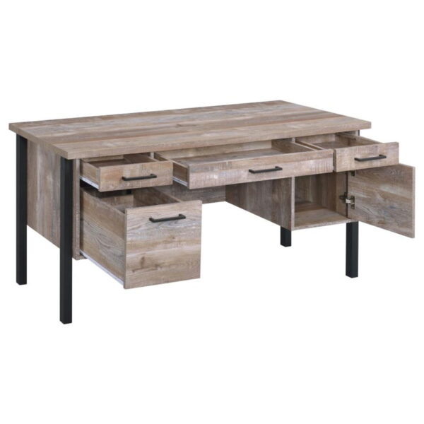 Samson - 4-Drawer Office Computer Desk - Weathered Oak - Image 3