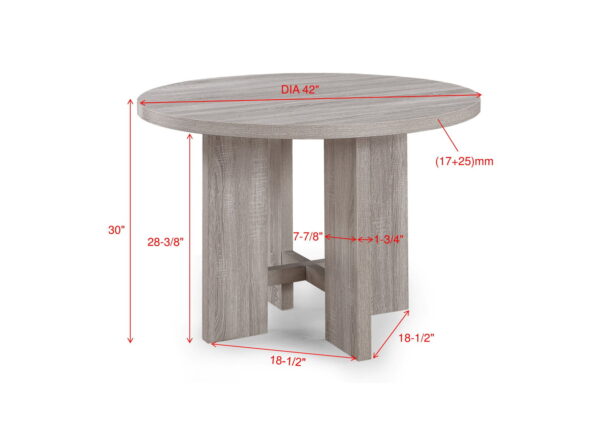 Amara - 5 Piece Round Dining Set Drift Wood - Drift Wood - Image 3