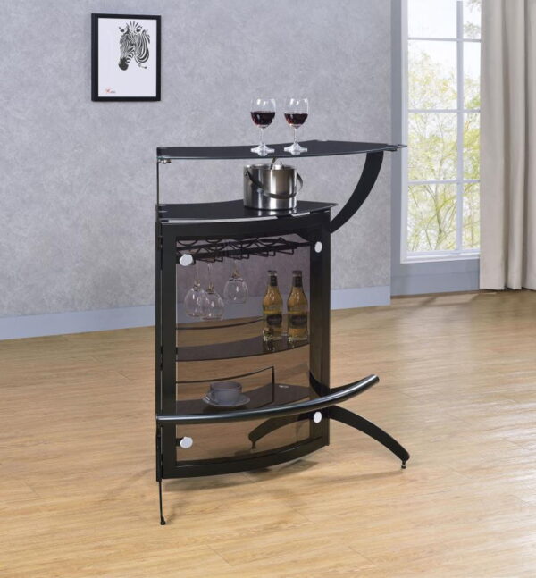 Dallas - 2-Shelf Curved Freestanding Home Bar Cabinet - Image 12