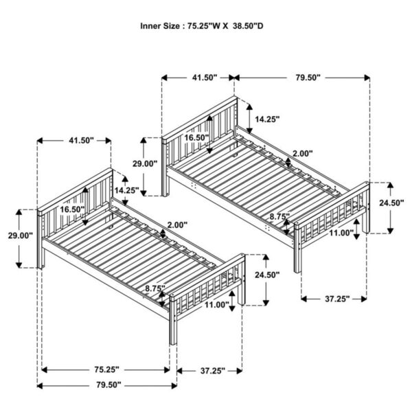 Dakota - Wood Twin Over Twin Bunk Bed - Natural - Image 8