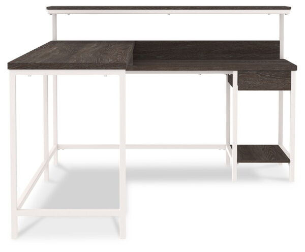 Dorrinson - White / Black / Gray - L-Desk with Storage - Image 8
