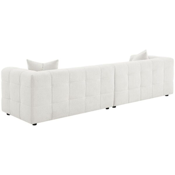 Everly - Boucle Upholstered Extra Long Sofa - White - Image 9