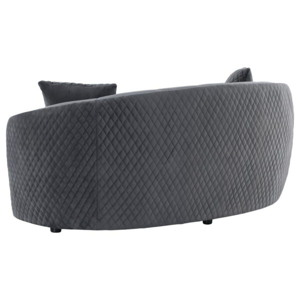 Brookside - Velvet Upholstered Curved Loveseat - Dark Gray - Image 2