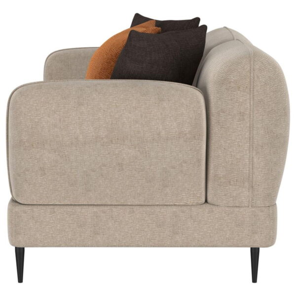 Jade - Chenille Upholstered Sculpted Track Arm Loveseat - Latte - Image 4