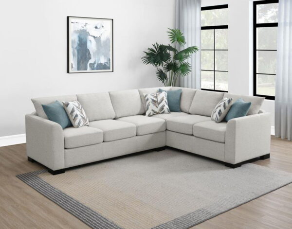 Ashford - Chenille Upholstered Sleeper Sectional Sofa - Greige - Image 3