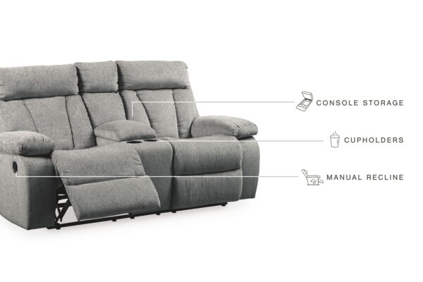 Mitchiner - Fog - DBL Rec Loveseat w/Console - Image 5