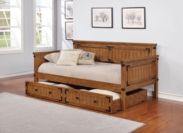 Oakdale - Wood Twin Daybed with Trundle - Rustic Honey - Image 3