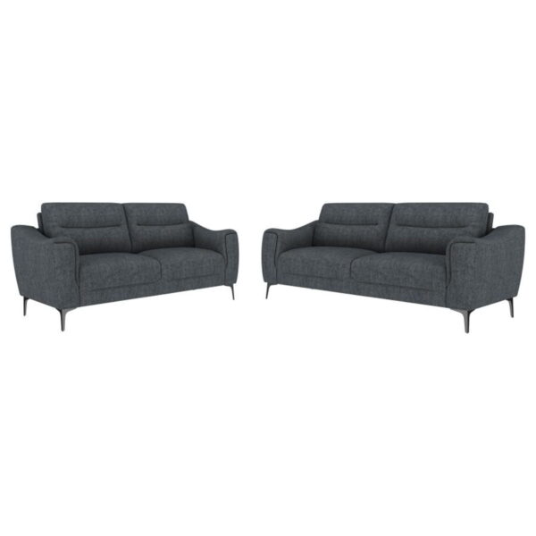 Nolan - 2 Piece Upholstered Sofa Set - Charcoal - Image 6