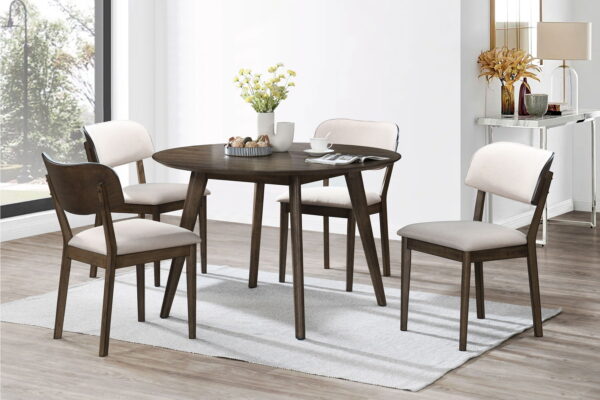 Rex - 48" Round Dining Table & 4 Open Back Chairs - Dark Brown - Image 3