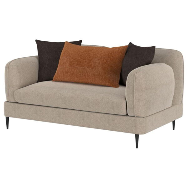 Jade - Chenille Upholstered Sculpted Track Arm Loveseat - Latte - Image 13