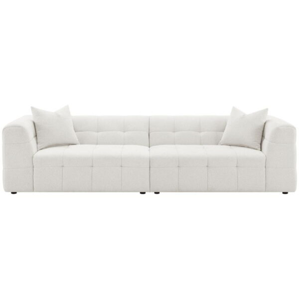 Everly - Boucle Upholstered Extra Long Sofa - White - Image 5