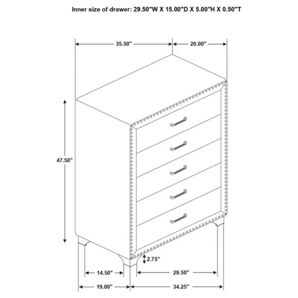 Melody - 5-Drawer Bedroom Chest - Image 2