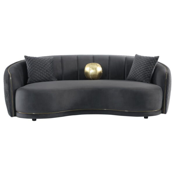 Brookside - 2 Piece Velvet Upholstered Sofa Set - Dark Gray - Image 2