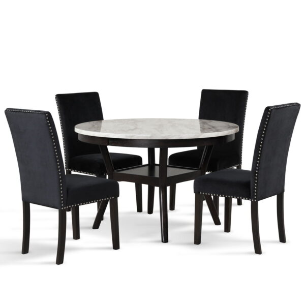 Celeste - Round Dining Table & 4 Chairs - Black - Image 2