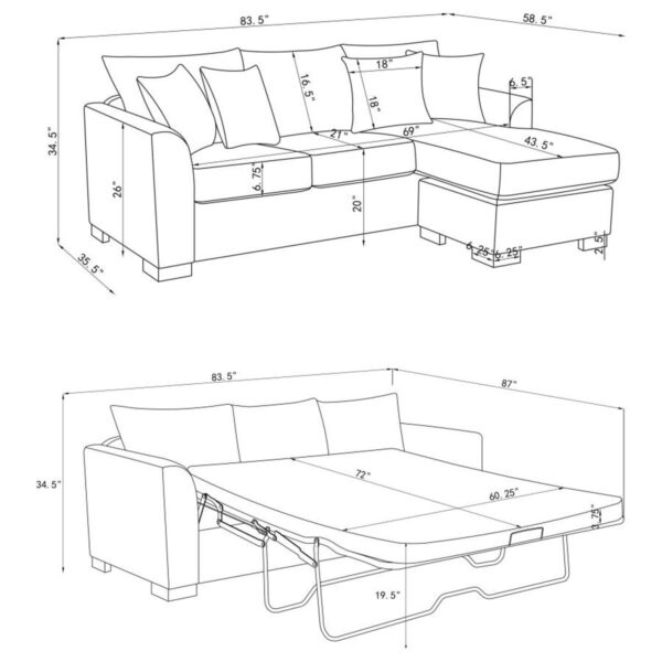 Storey - Upholstered Sleeper Sectional Chaise Sofa - Image 48