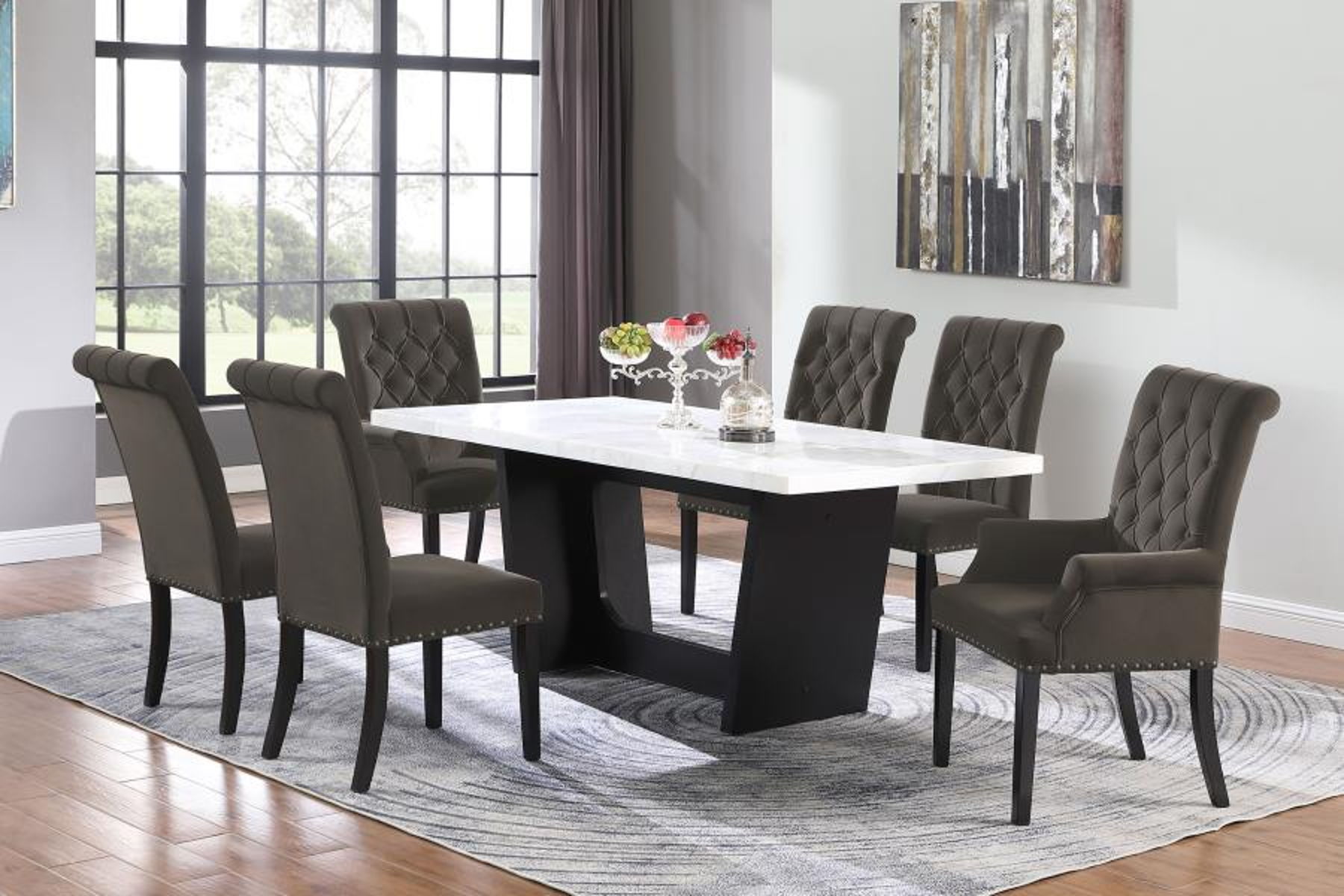 Sherry - Rectangular Marble Top Dining Table Set - Image 29