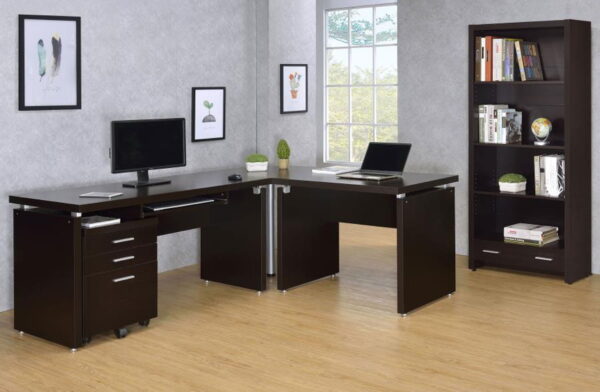 Skylar - Engineered Wood Writing Desk - Cappuccino - Image 3