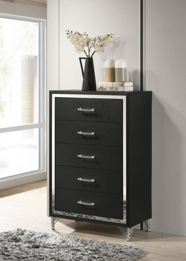 Lucia - 5-Drawer Bedroom Chest Of Drawers - Black - Image 12