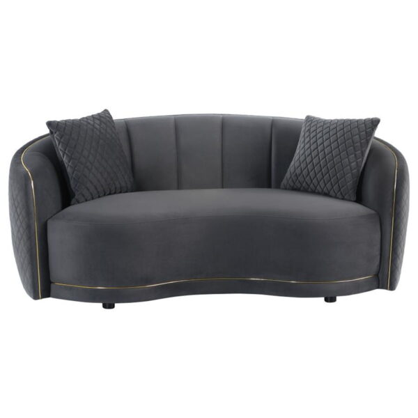 Brookside - 2 Piece Velvet Upholstered Sofa Set - Dark Gray - Image 7