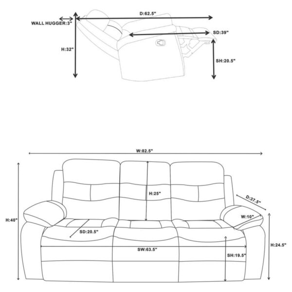 Nova - Upholstered Padded Arm Sofa Set - Image 27