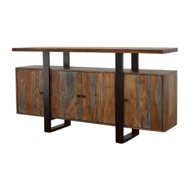 Ditman - 4 Door Solid Wood Sideboard Buffet - Gray Sheesham - Image 9