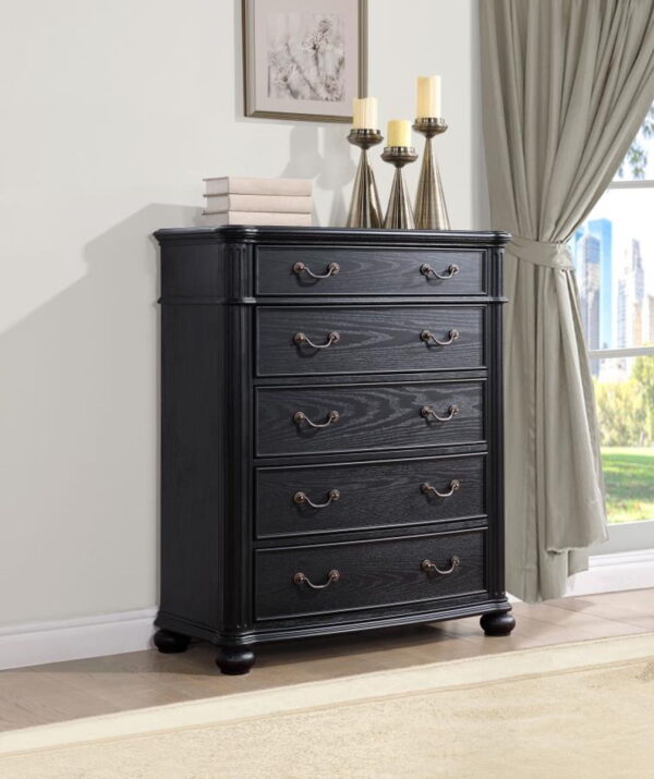 Celina - 5-Drawer Bedroom Chest - Black - Image 6