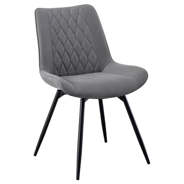 Neil - 5 Piece Round Dining Table Set Concrete - Gunmetal - Image 3