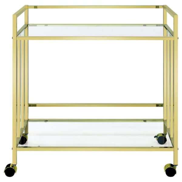 Cara - 2-tier Rectangular Glass Shelf Metal Bar Cart - Image 8