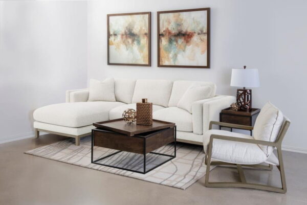 Geneva - Boucle Upholstered Sectional Chaise Sofa - Sand - Image 19