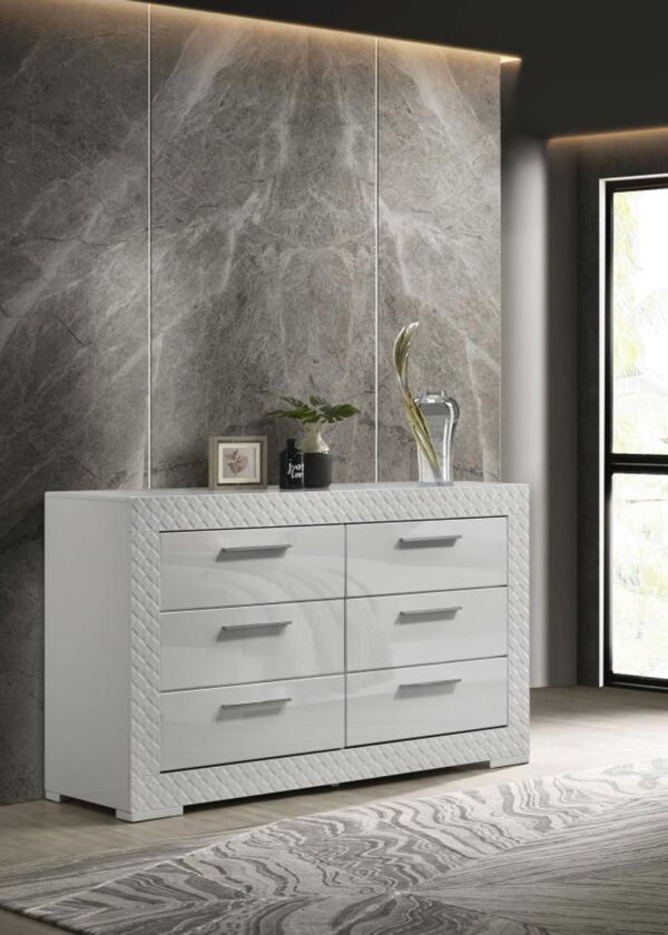 Ives - 6-Drawer Dresser Cabinet - White High Gloss - Image 4