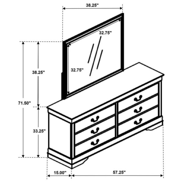 Louis Philippe - 6-Drawer Dresser And Mirror - White - Image 13