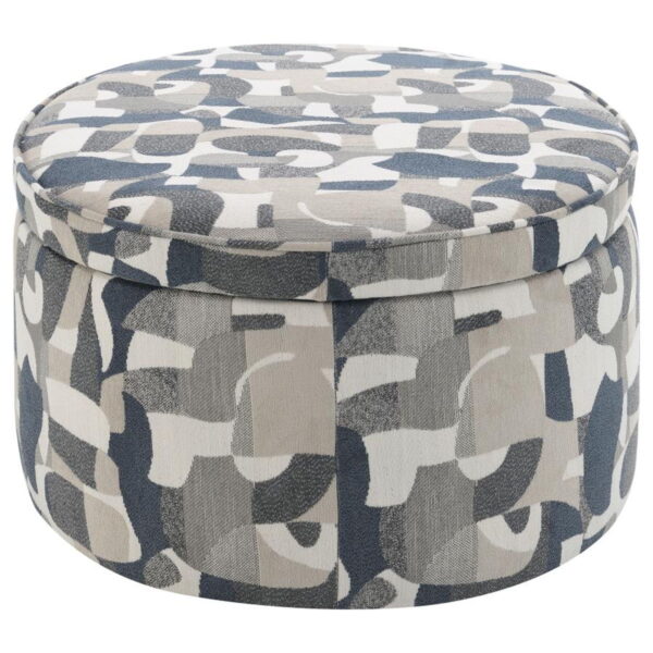 Tomkins - Oval Upholstered Storage Ottoman - Indigo Blue - Image 3