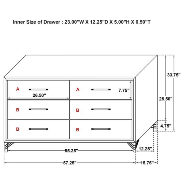 Lucia - 6-Drawer Dresser Cabinet - Black - Image 2