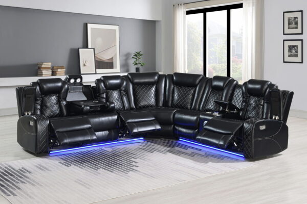 Orion II - Laf Sofa With Power Headrest & Footrest - Black - Image 8
