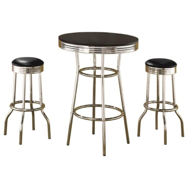 Retro - 3 Pieces Round 1950s Bistro Pub Bar Table Set - Image 12
