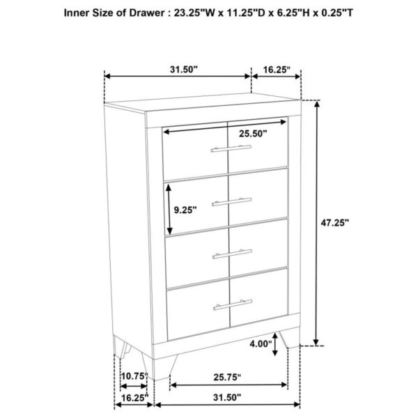 Trenton - 4-Drawer Bedroom Chest Of Drawers - Rustic Cream - Image 7