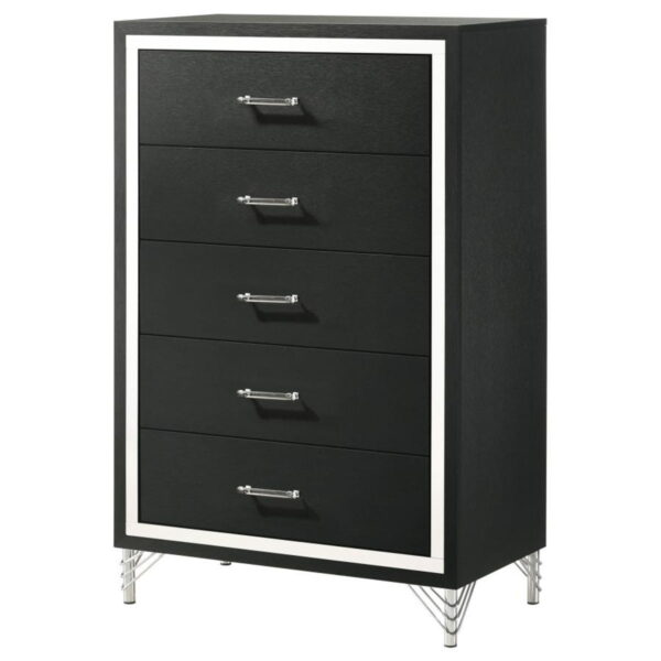 Lucia - 5-Drawer Bedroom Chest Of Drawers - Black - Image 2