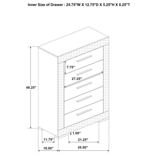 Ives - 5-Drawer Bedroom Chest Of Drawers - Gray High Gloss - Image 9
