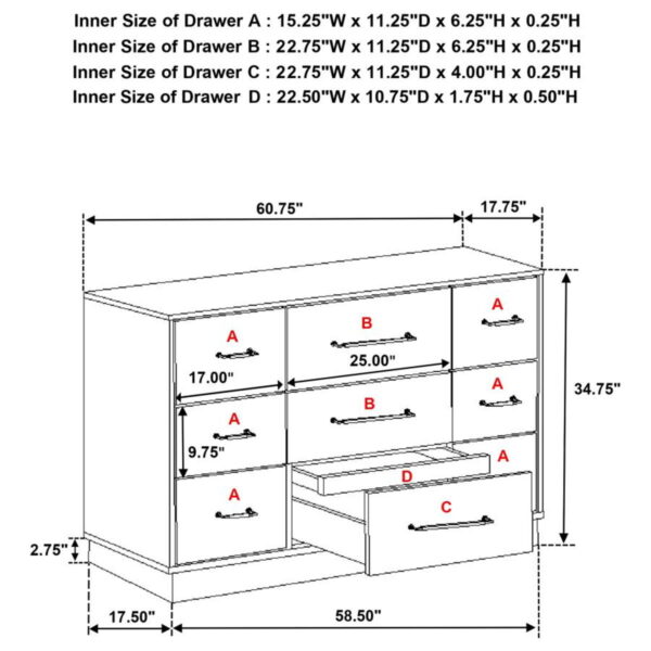 Fenwick - 9-Drawer Dresser - Gray Oak - Image 11