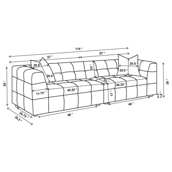 Everly - Boucle Upholstered Extra Long Sofa - White - Image 14