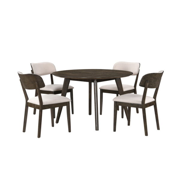 Rex - 48" Round Dining Table & 4 Open Back Chairs - Dark Brown - Image 6