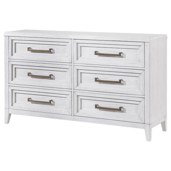 Marielle - 6-Drawer Bedroom Dresser - Distressed White - Image 4