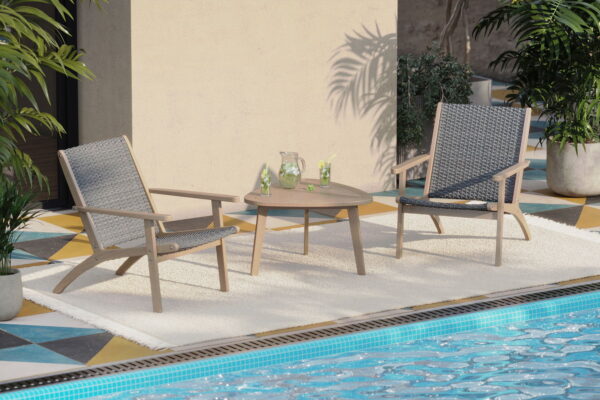 Radius - 3 Piece Outdoor (2 Chairs & End Table) - Gray - Image 3