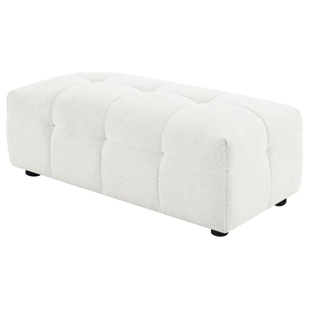 Everly - Boucle Upholstered Rectangular Ottoman - White - Image 4