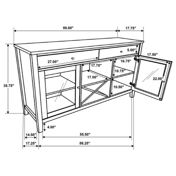 Hollis - 2 Door Dining Sideboard Buffet Storage Cabinet - White - Image 17