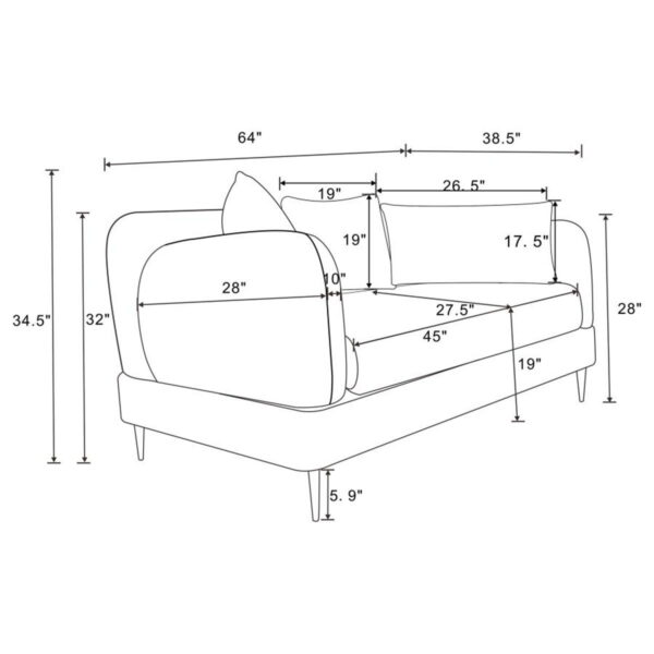 Jade - Chenille Upholstered Modern Track Arm Loveseat - Image 8