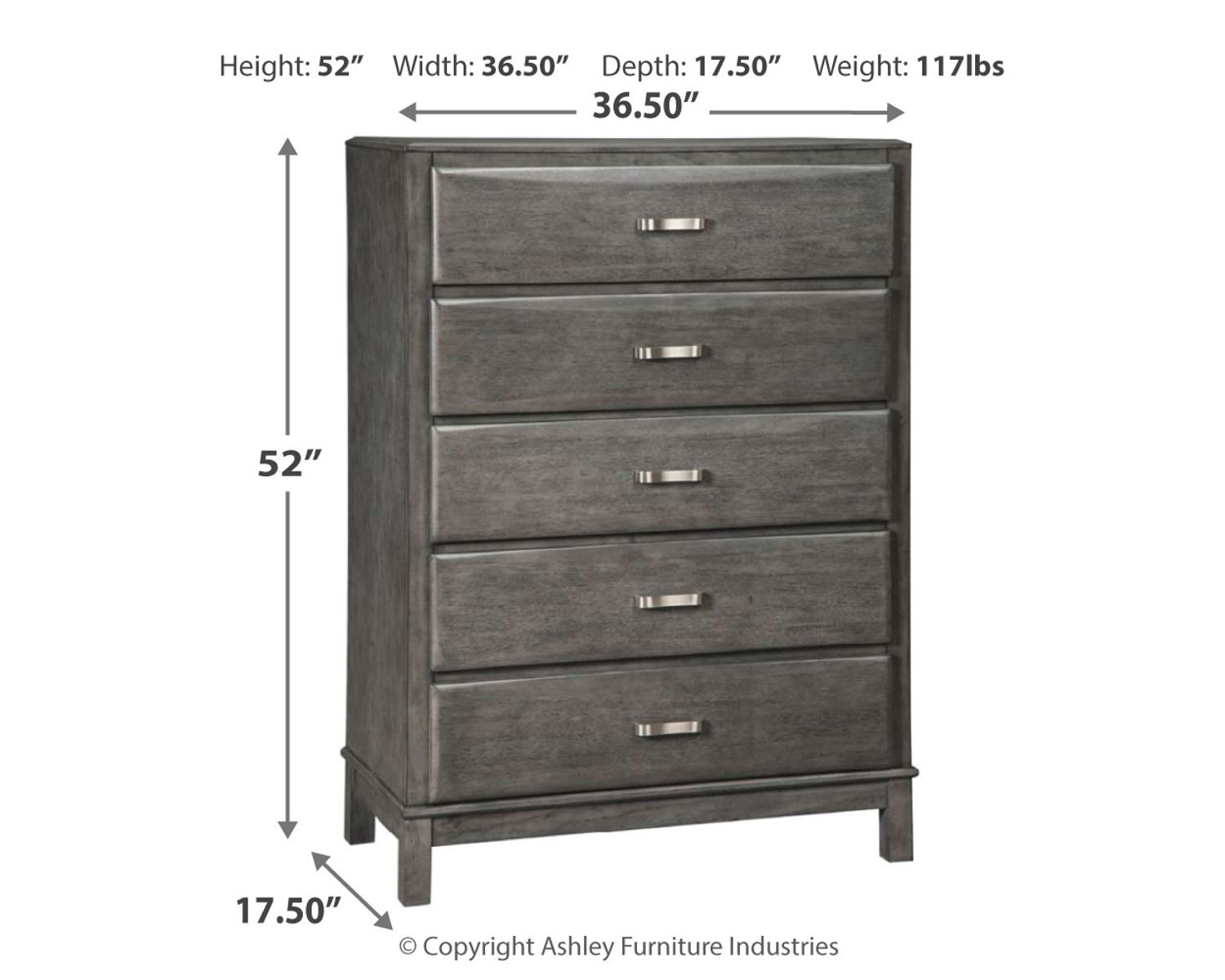 Caitbrook - Five Drawer Chest - Gray - Image 2