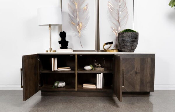Dennis - 3 Door Marble Top Sideboard Buffet - Tobacco Gray - Image 11